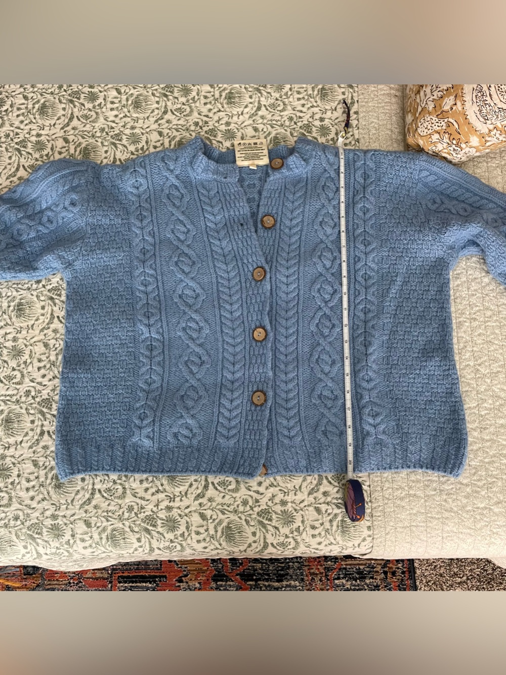 Aran Woolen Mills Blue Wool Cardigan - Picture 7 of 8